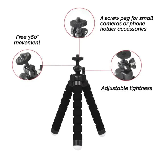 Flexible Small Octopus Mount Mini Tripod Bluetooth Remote Stand Holder